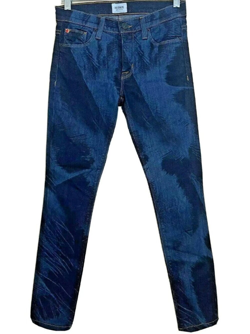 Hudson Nico Super Skinny Feather Print Jeans Women's 25 Low Rise Vintage Y2K